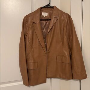 NWOT Bohme Women's Brown Vegan Leather Blazer